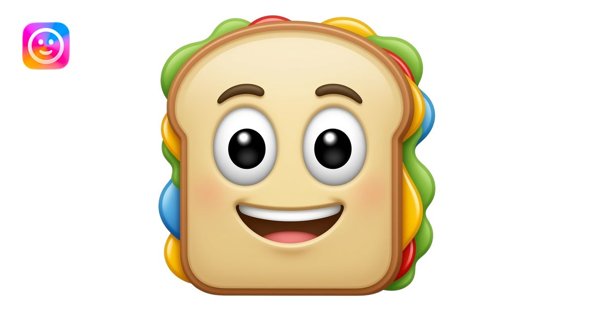 Glossy 3D cartoon emoji of a marmalade sandwich, vibrant colours ...