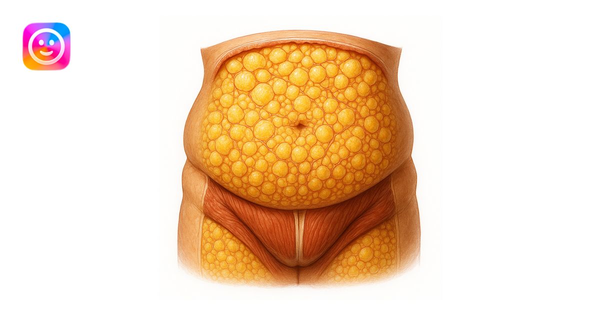 realistic abdomen with visible fat layer, anatomical illustration ...