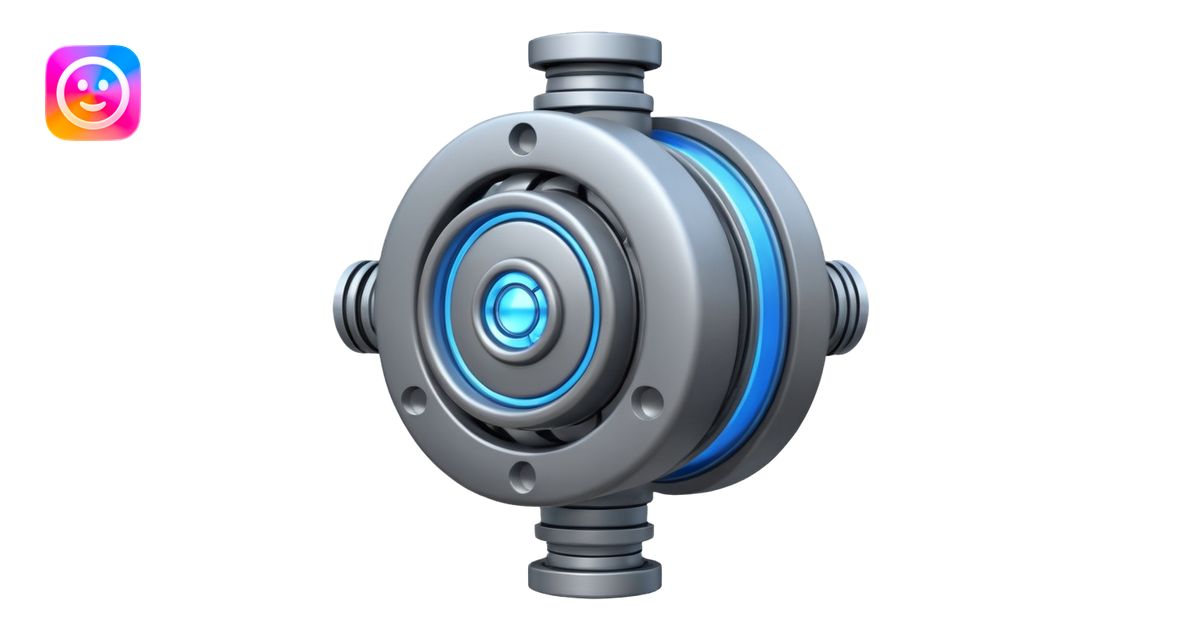 Powerful modern gray engine emoji, thick industrial metal body ...