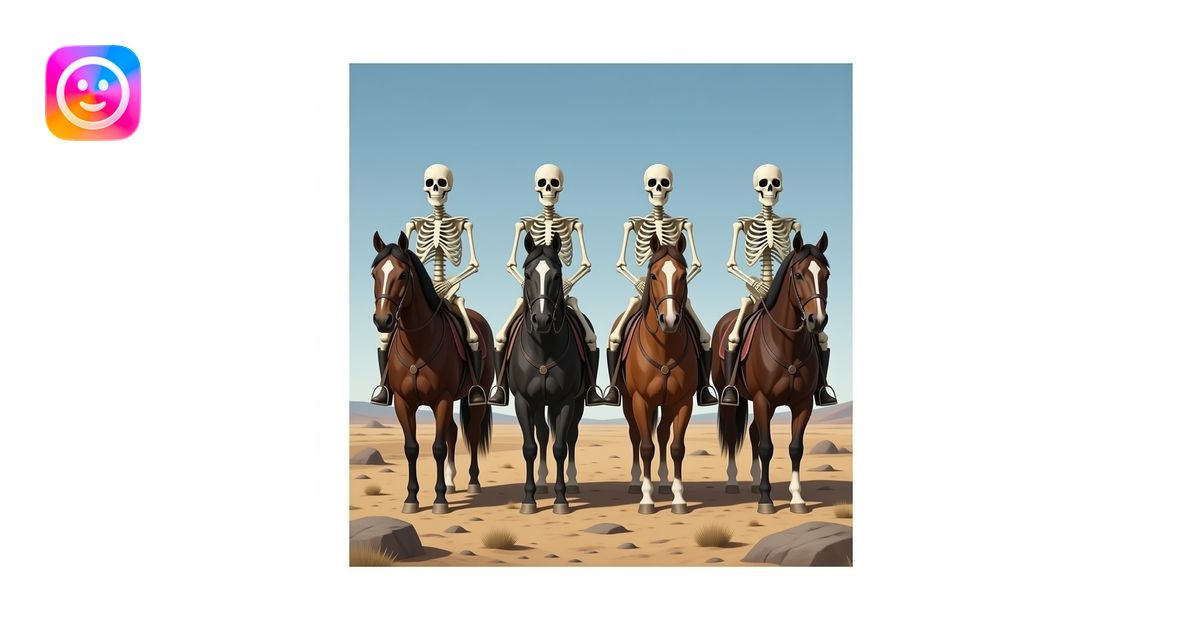 cinematic realistic - four riders of the Apocalypse, in a desolate ...