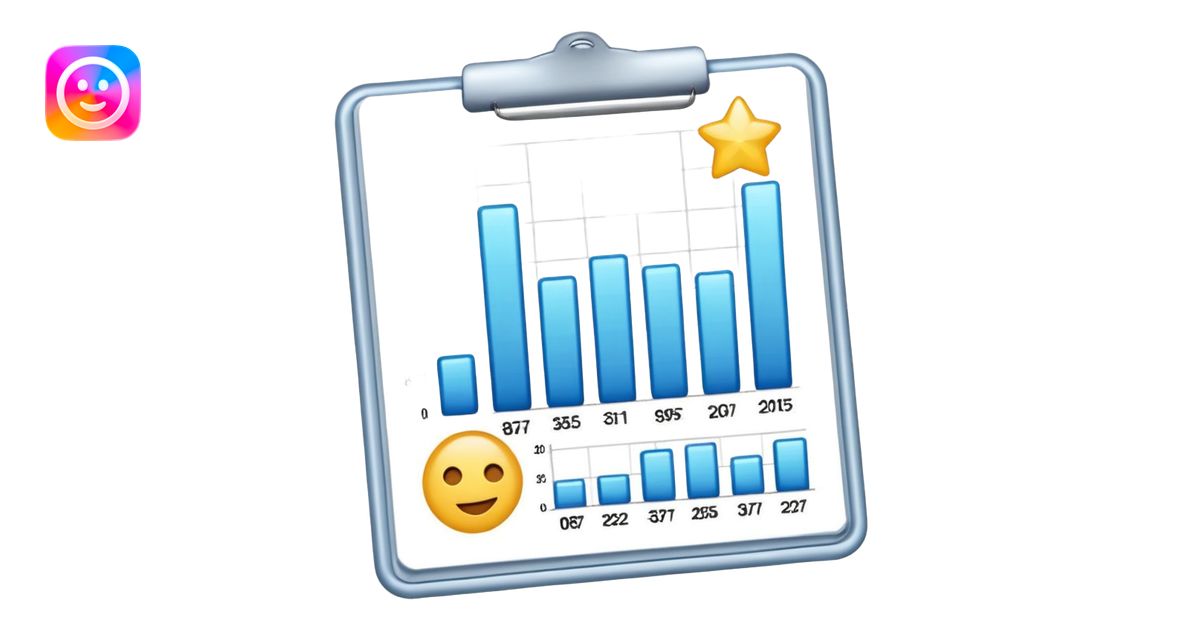ios style emoji for report sheet consisting graph/ charts with sparkle ...