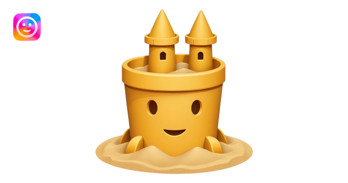 sand castle, Bucket-shaped castle emoji | AI Emoji Generator