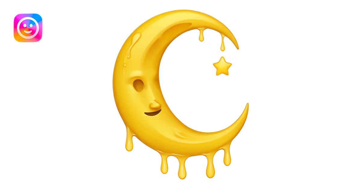 Melting waning crescent moon without any face and should in yellow ...