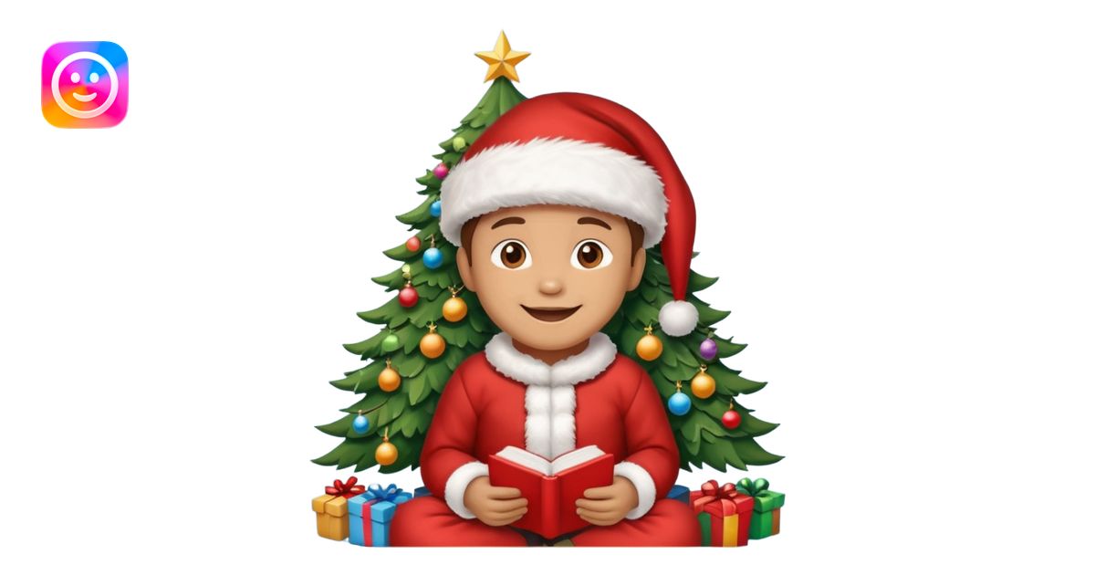 create a realistic emoji of a logistic woke. He sits under a christmas ...