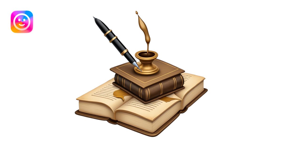Create a vibrant emoji representing prose writing with an old-style ...