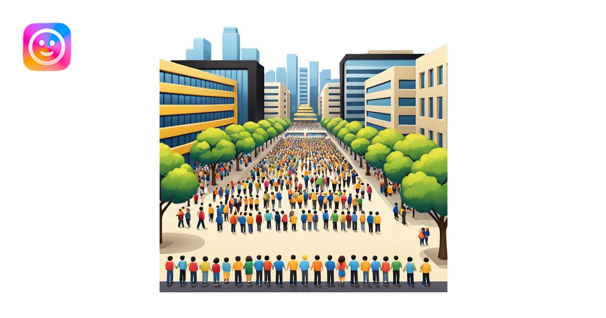 a crowd-gathering plaza emoji | AI Emoji Generator