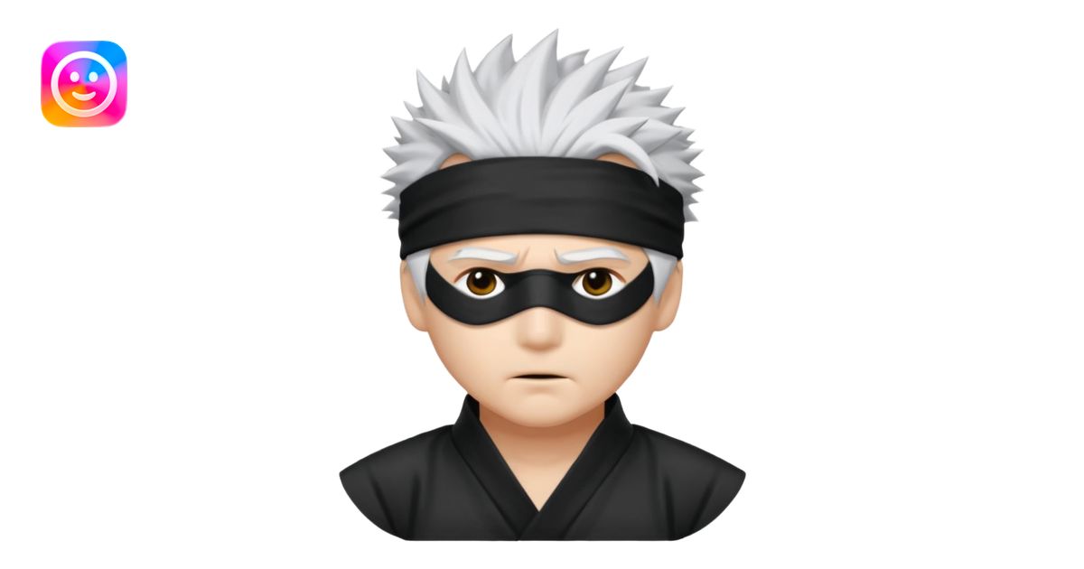 Gojo saturo with spiky hair and blind fold emoji | AI Emoji Generator