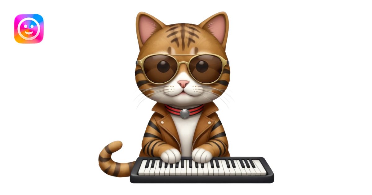 rockstar cat who plays keybord emoji | AI Emoji Generator