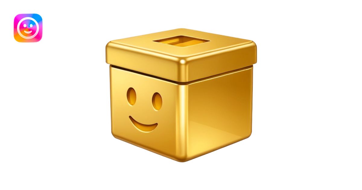 Clean Gold box direct frontal view emoji | AI Emoji Generator