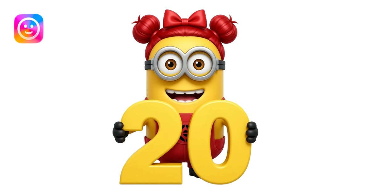 Minion with red outfit and red buns hair with a red bow teeth out full ...