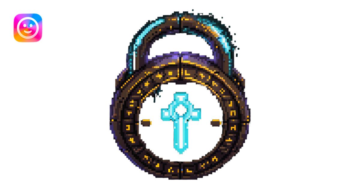 A fantasy magic lock with runes and glowing magical aura illustration ...