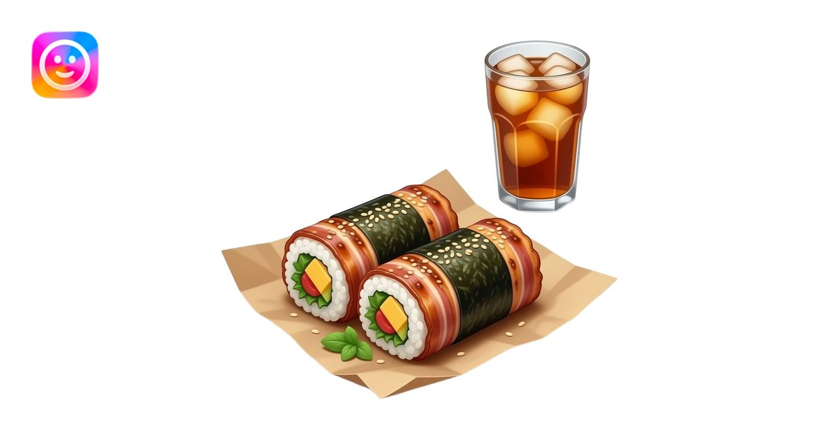 Ultra-realistic grilled bacon-wrapped rice rolls with nori, cheese, and ...