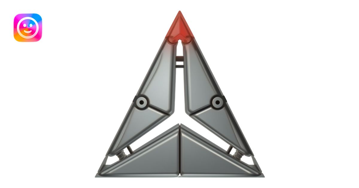 A robotic-looking Delta symbol with a red 