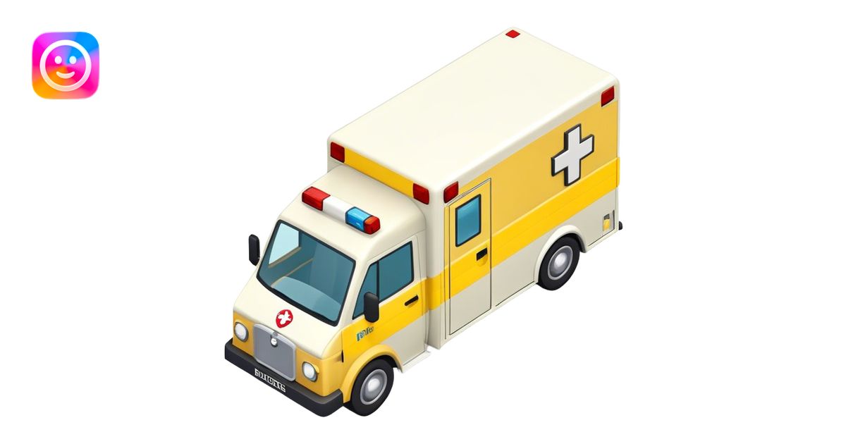 isometric British yellow ambulance emoji AI Emoji Generator