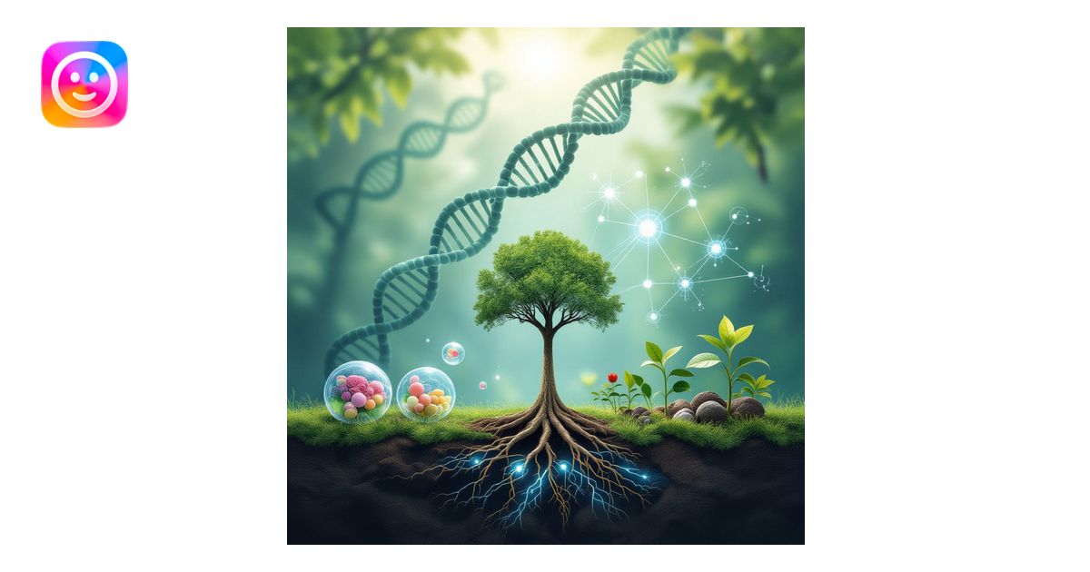 A realistic biological illustration showing: DNA strands transitioning ...