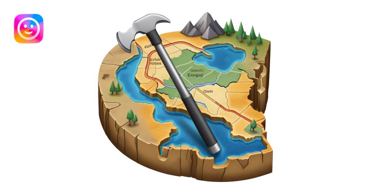 An icon featuring a crowbar and a geological map, and layers of Earth’s ...