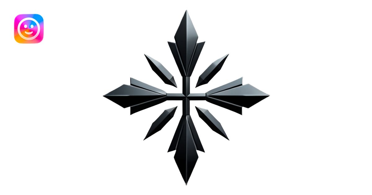 Emoji, dark futuristic cross, symmetrical geometric shape, black metal ...
