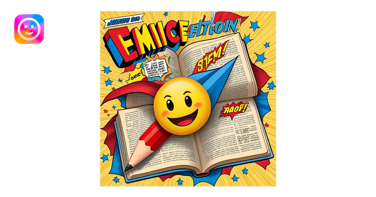 Create a vibrant emoji, representing comic books and graphic novels as ...