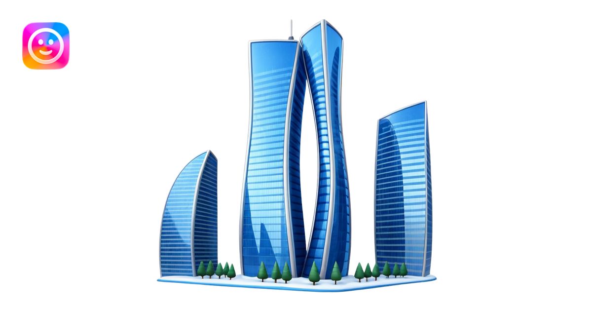 Apple style 3D emoji of the Evolution Tower from Moscow City. Twisted ...