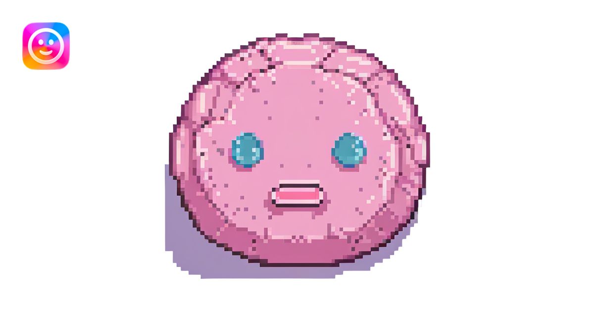16-bit pixel art of a pink frowny face smooth rounded blob, simple ...