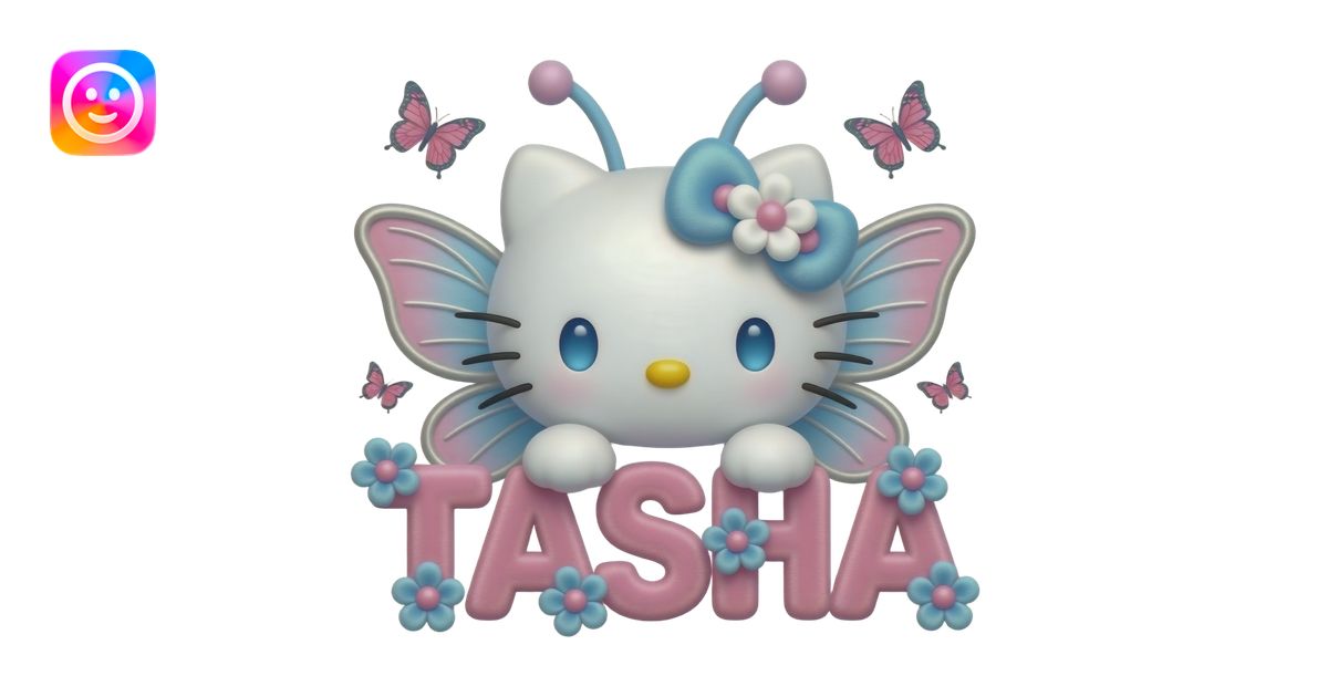 White velvety fur 3D hello kitty head, blue eyes, pink white blue ombre ...