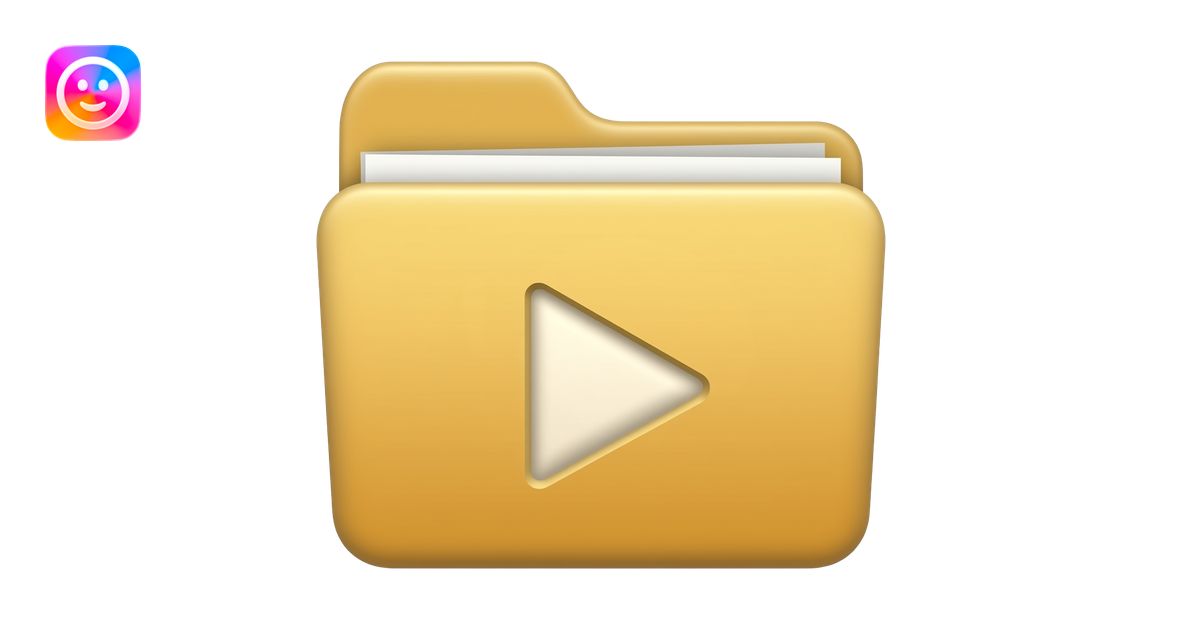 Una carpeta que tenga un simbolo de video en el medio emoji | AI Emoji ...