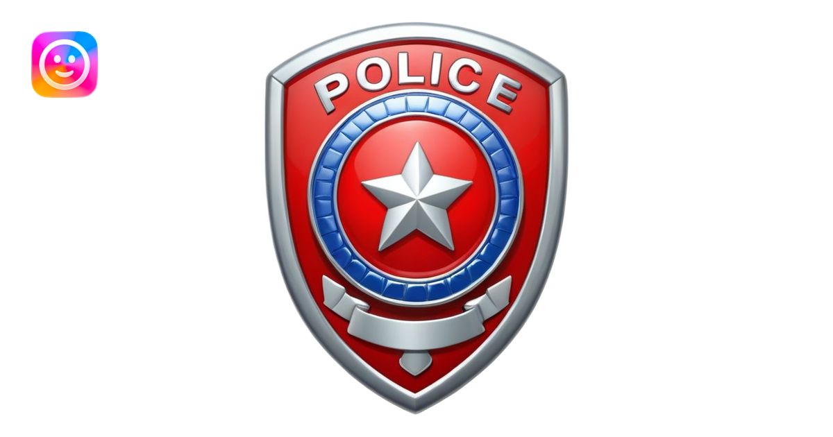 Red police badge with a huge « P » in the middle emoji | AI Emoji Generator