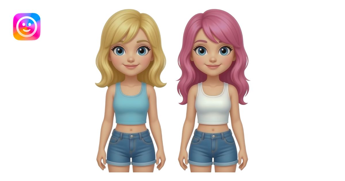 pilates girls blond and pink hair emoji | AI Emoji Generator
