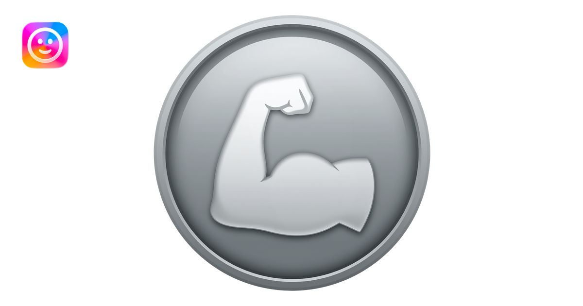 muscular arm gray - circular icon copy/paste emoji | AI Emoji Generator