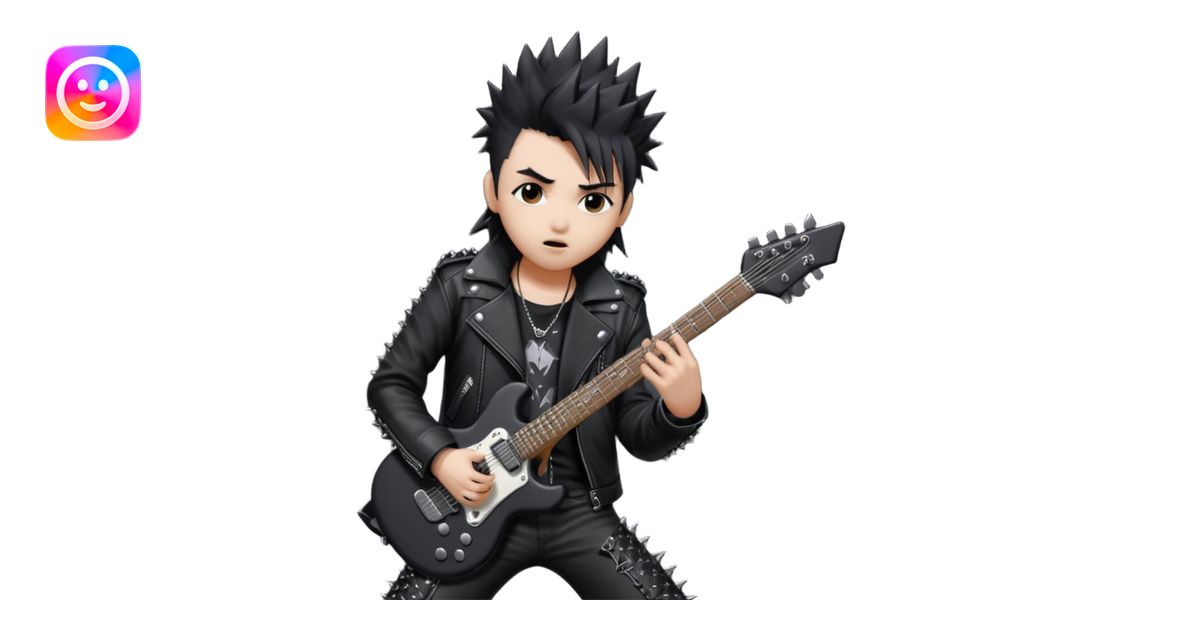 a kpop idol plying a heavy metal guitar emoji | AI Emoji Generator