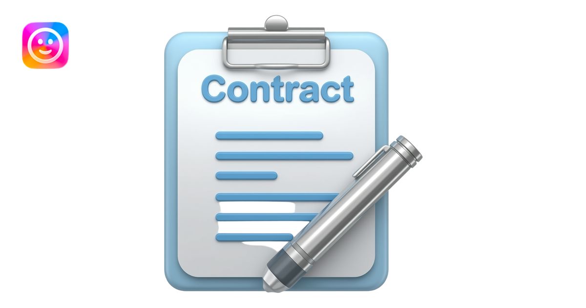 3D emoji icon of a single contract document emoji | AI Emoji Generator