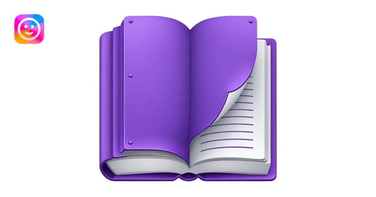 Purple icon: a book with дфзещз. Minimal, web style. emoji | AI Emoji ...