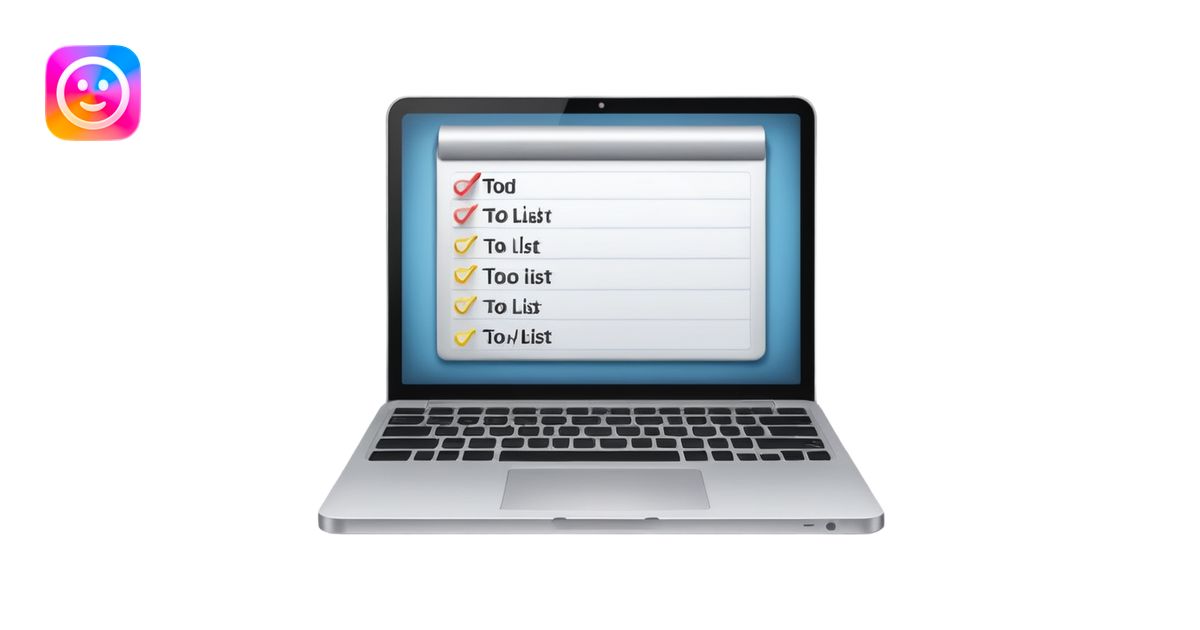 apple style emoji of a laptop with a to-do list or work tasks on the ...
