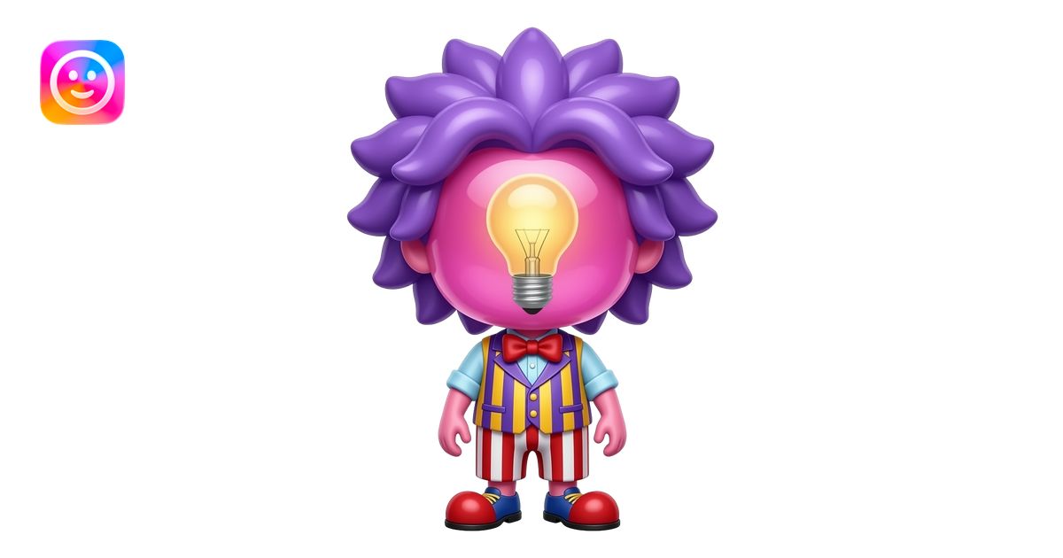 A tiny male helium-balloon elemental mascot with a massive head and ...