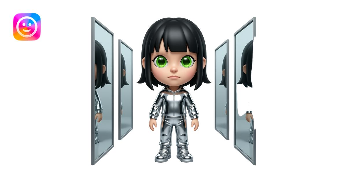 A nightmare mirror entity with a huge reflective head, tiny body, black ...