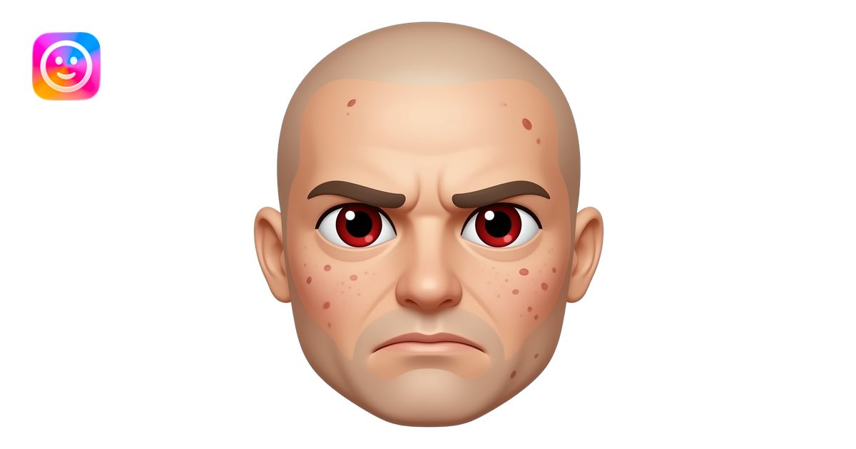 a frowning face with acne and red eyes emoji | AI Emoji Generator
