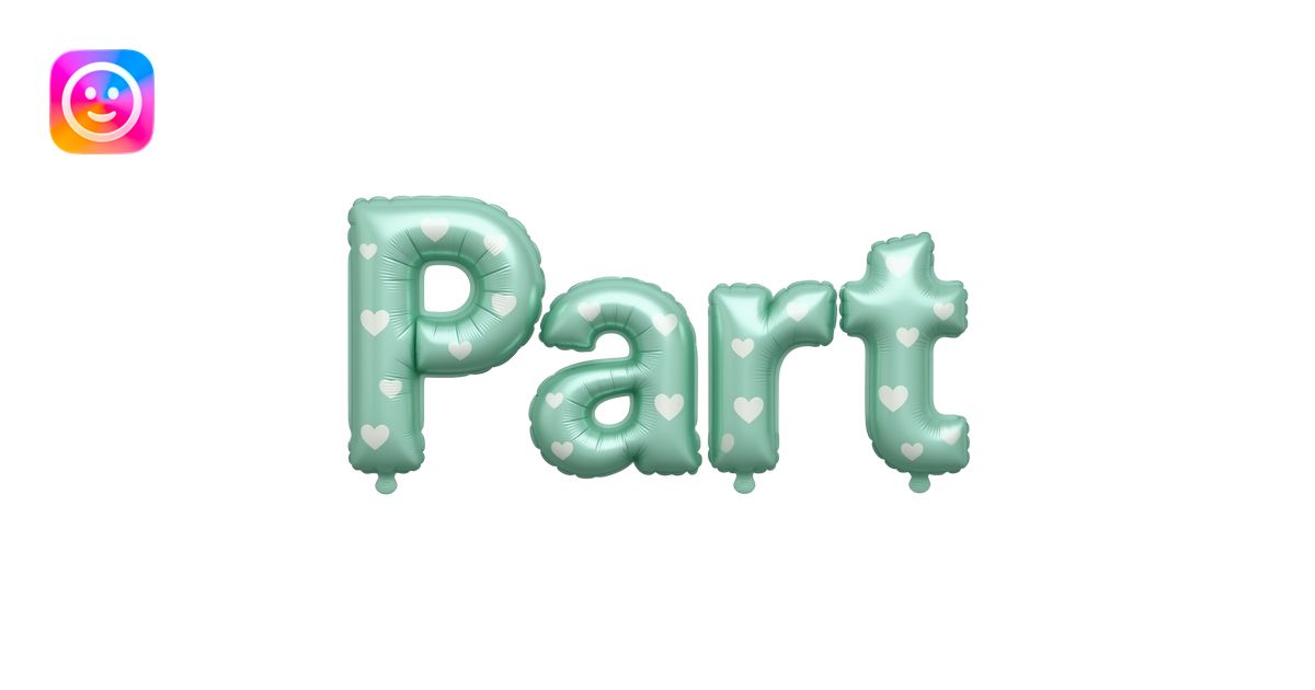 Jumbo letter balloon “Part” with small hearts in white in pastel green ...