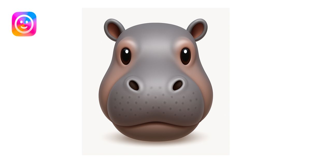 Make a hippo face emoji exactly like the reference image, in iOS emoji ...