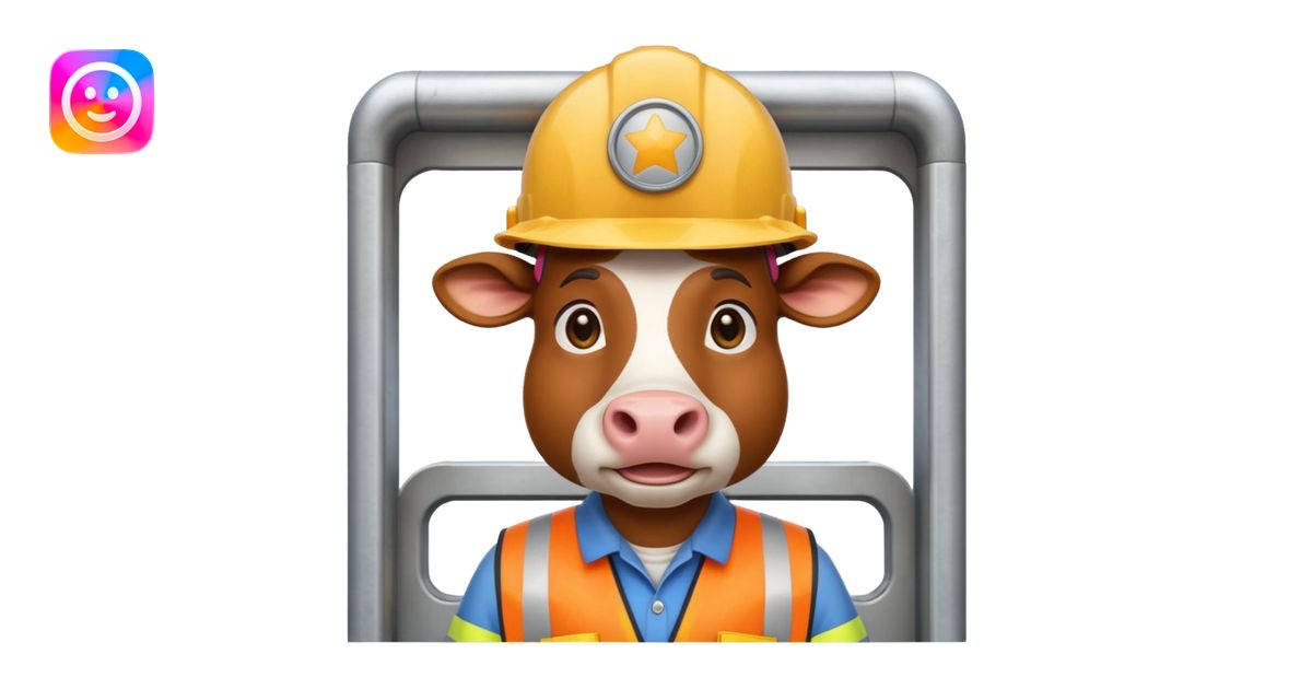 cow with a hard hat inside a toll booth emoji | AI Emoji Generator