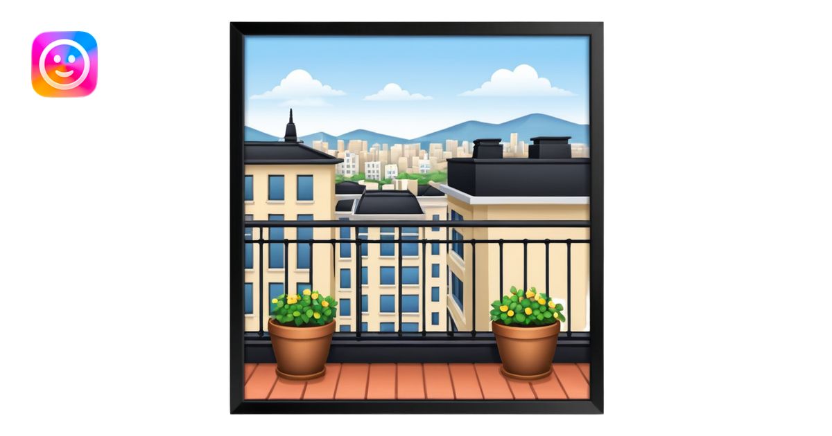 Rooftop balcony with view of the city emoji | AI Emoji Generator