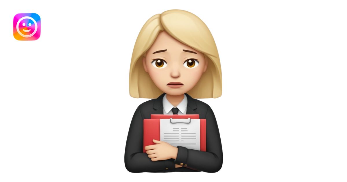 emoji character wearing a interview clothoes. face has a very sad ...