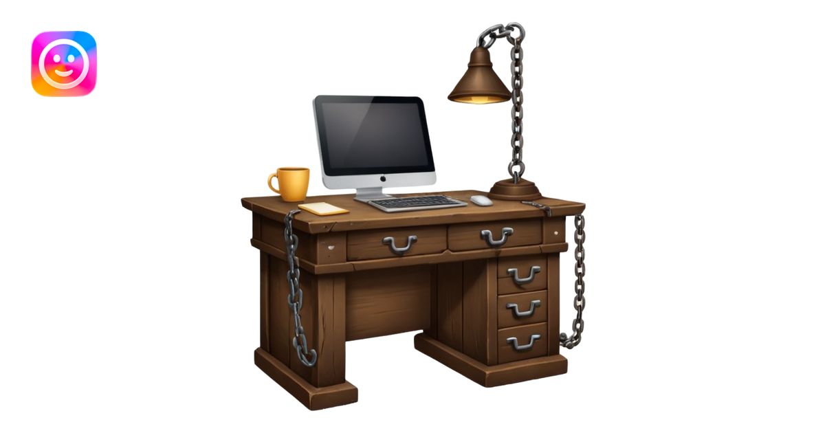 Chained desk emoji | AI Emoji Generator