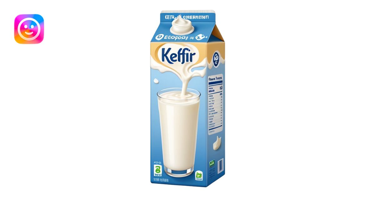 Fermented drinkable yoghurt-milk drink kefir in a tall carton emoji ...