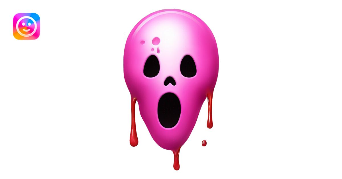 bubblegum pink colored ghost face scream movie mask with blood