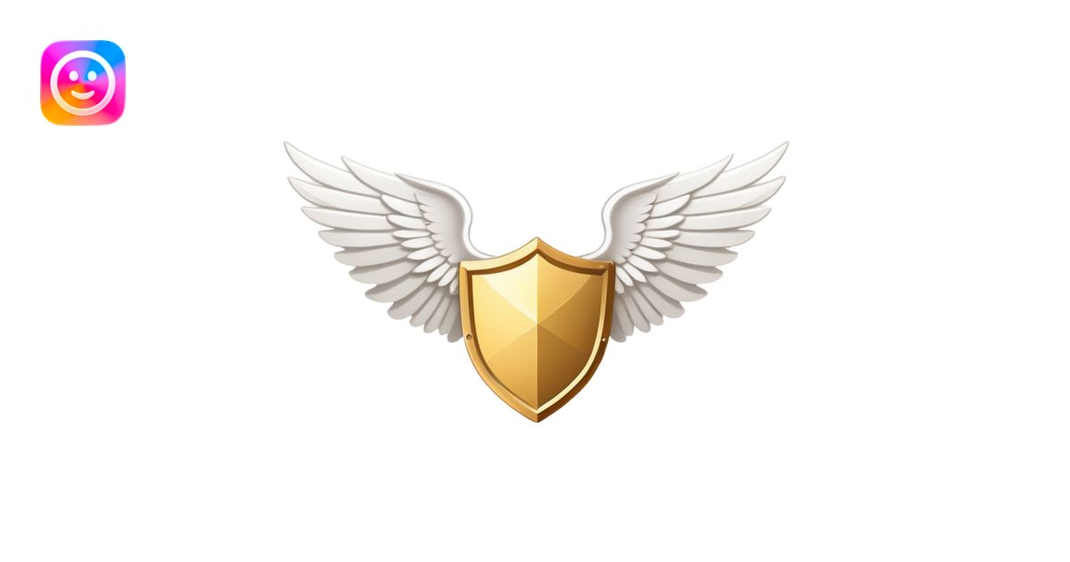 Simplified minimalist gold shield with small white wings and VIP text ...