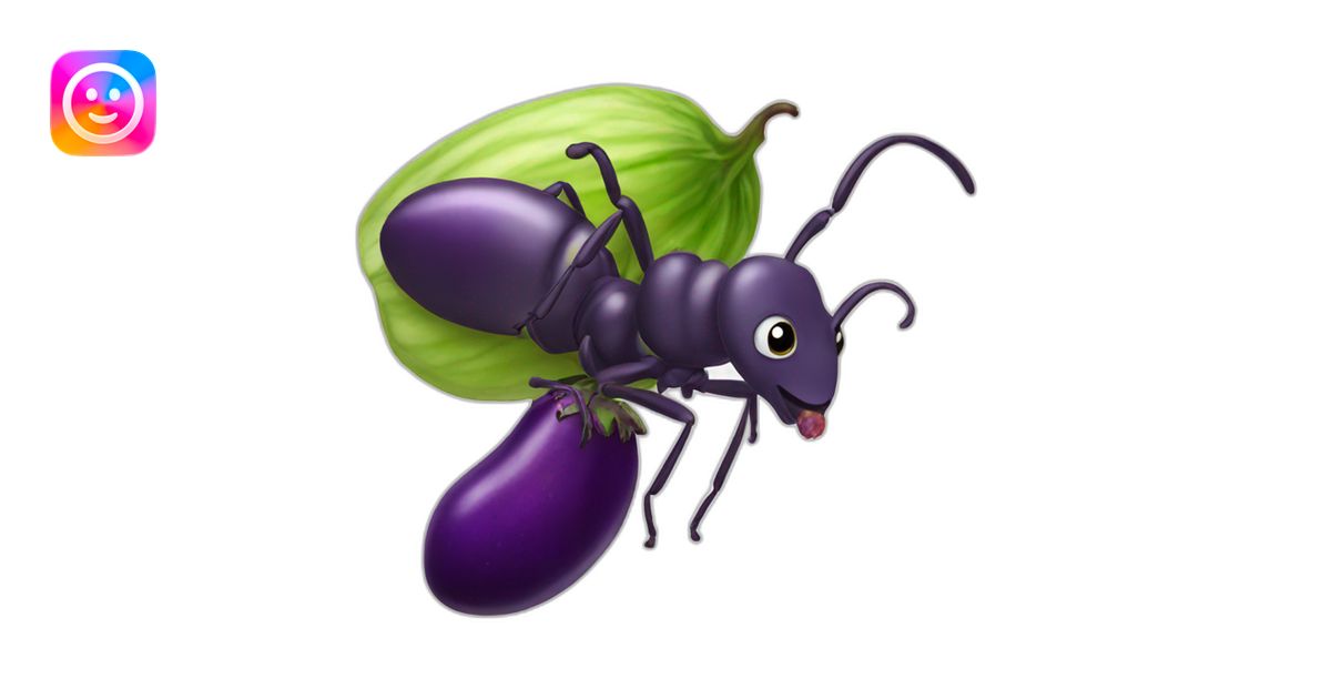 Ant eating eggplant emoji | AI Emoji Generator