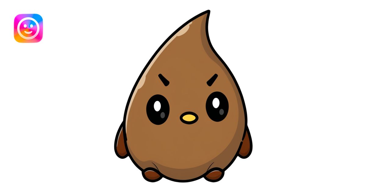 frowning poop cartoon sticker image | AI Emoji Generator