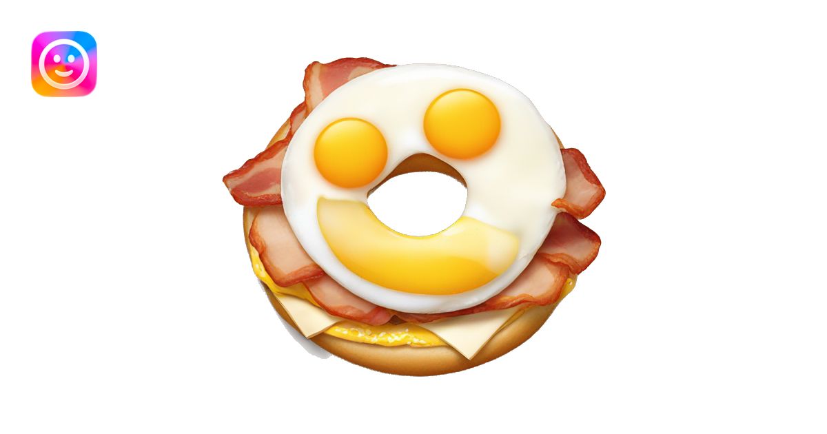 Bacon egg and cheese on an everything bagel emoji | AI Emoji Generator