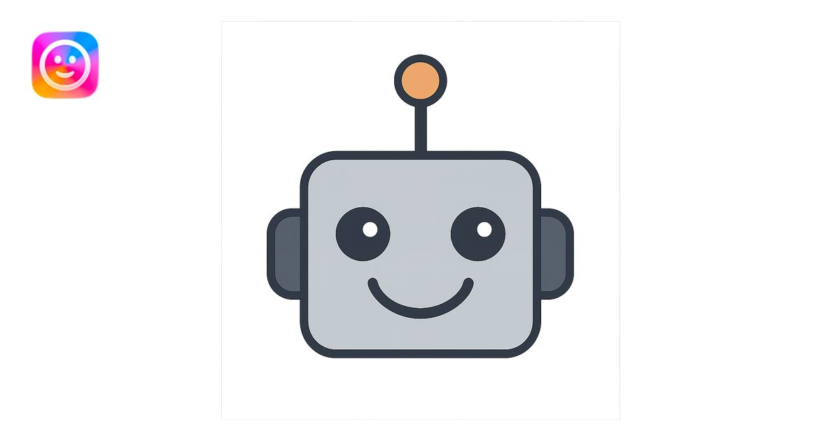 flat toon style smiling robot face image | AI Emoji Generator