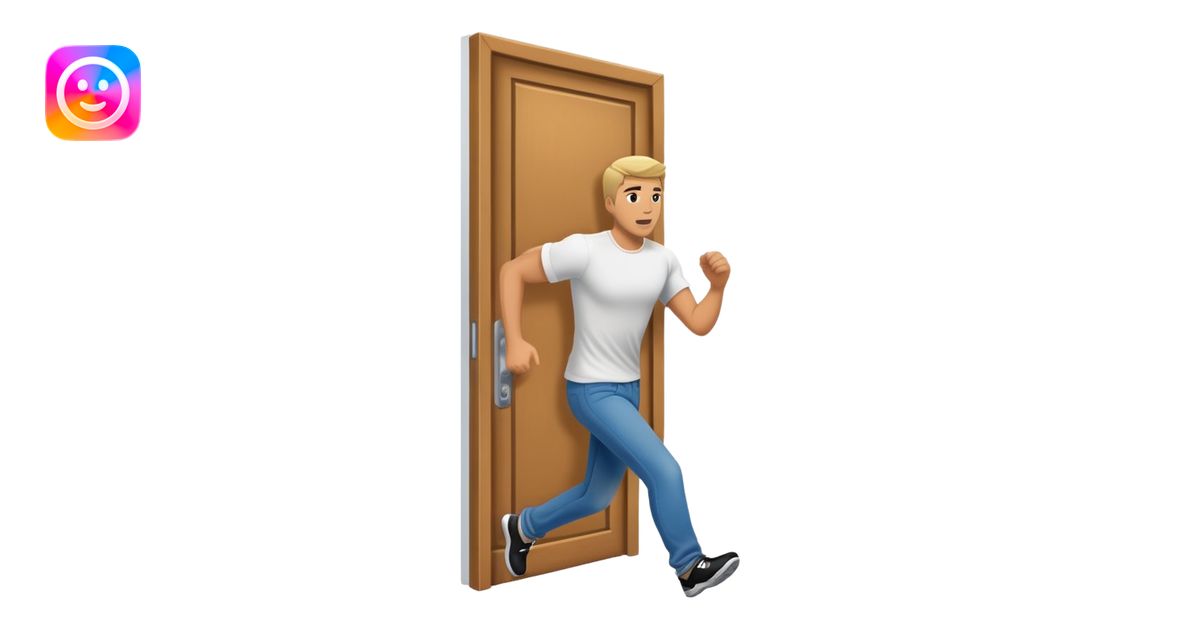 Man running away into a door emoji | AI Emoji Generator